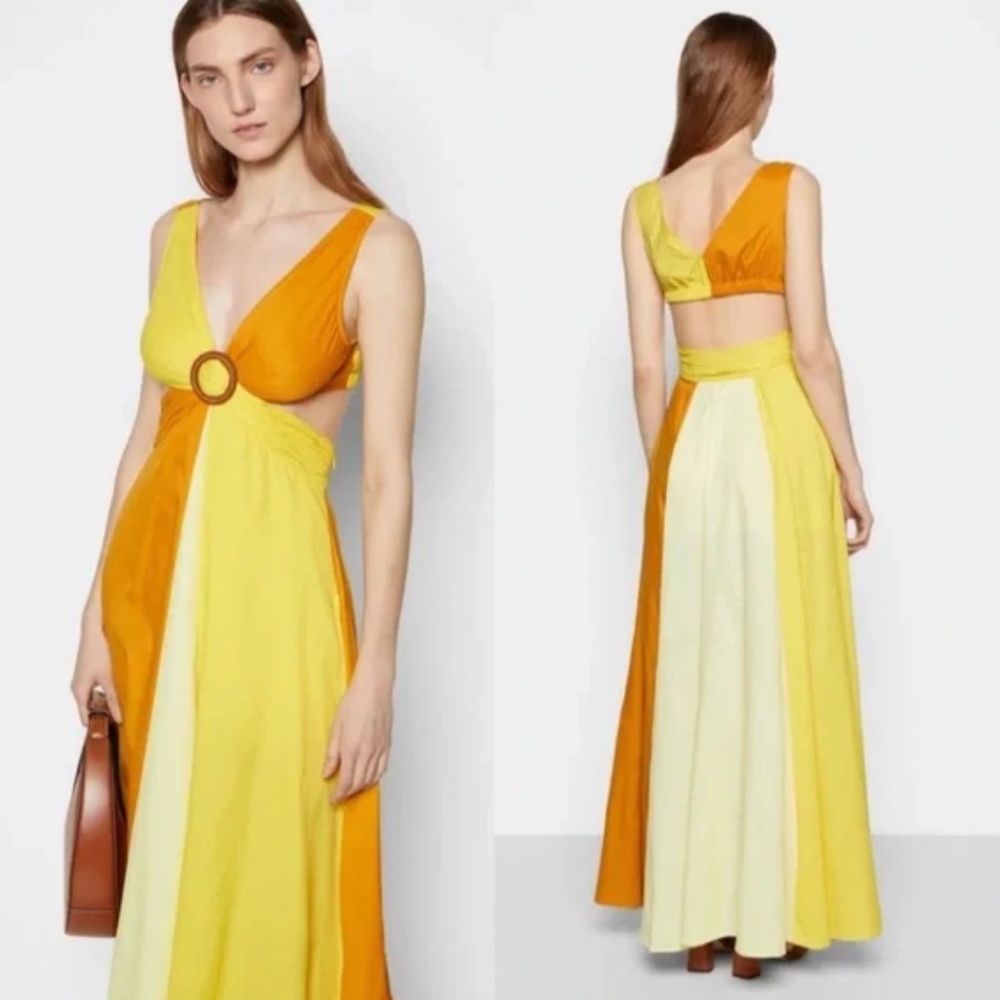 STAUD Passage Dress - Orange Yellow Multi - Picture 2 of 4